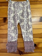 Mustard Pie Lace Ruffled Crops Pants Girls Cape Cream  Purple Damask Size 12