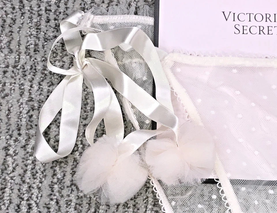 Victoria's Secret тизер новый с Ярлыками XXL белый свадебный помпон Pom стороне галстук бикини трусики - Изображение 2 из 4