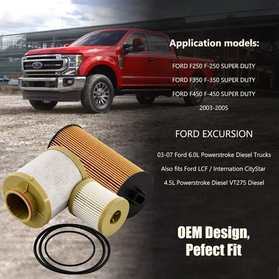 10件装适用于03-07福特6.0升冲程柴油燃料过滤器套件FD4616 FL2016 — 第 4/4 张图片