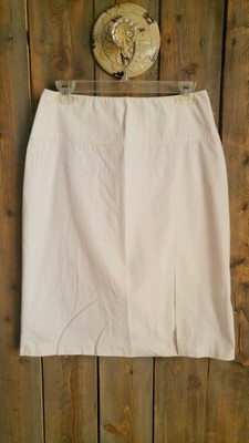 Discounted BANANA REPUBLIC White Sz 2 Lined Cotton Stretch ALine Skirt Knee Length