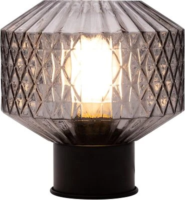 48195 Pauleen Gleaming Smoke Tischleuchte max. 20 Watt Rauchglas, Schwarz Glas,
