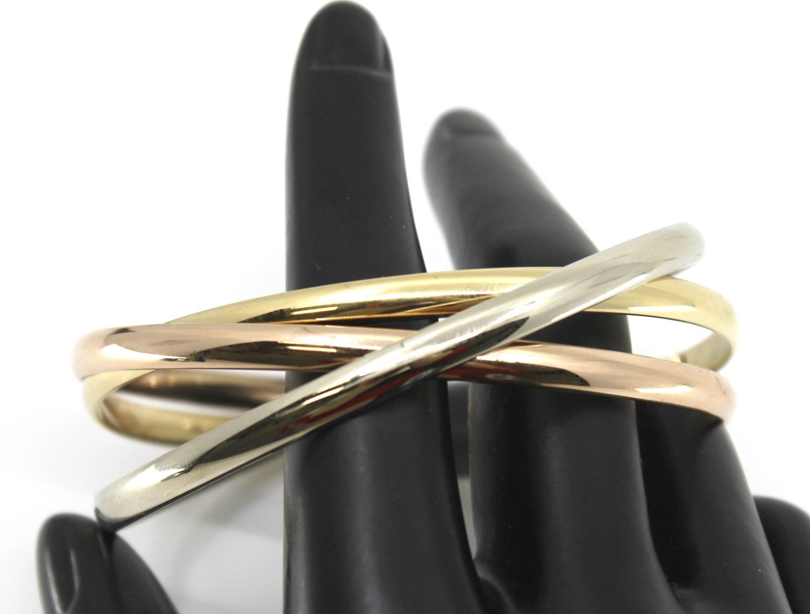 18k Solid Gold Interlocking Intertwined Tricolor … - image 5