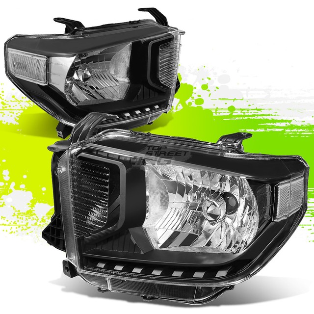 PAIR BLACK HOUSING HEADLIGHT/LAMP CLEAR TURNING SIGNAL FOR 14-20 TOYOTA