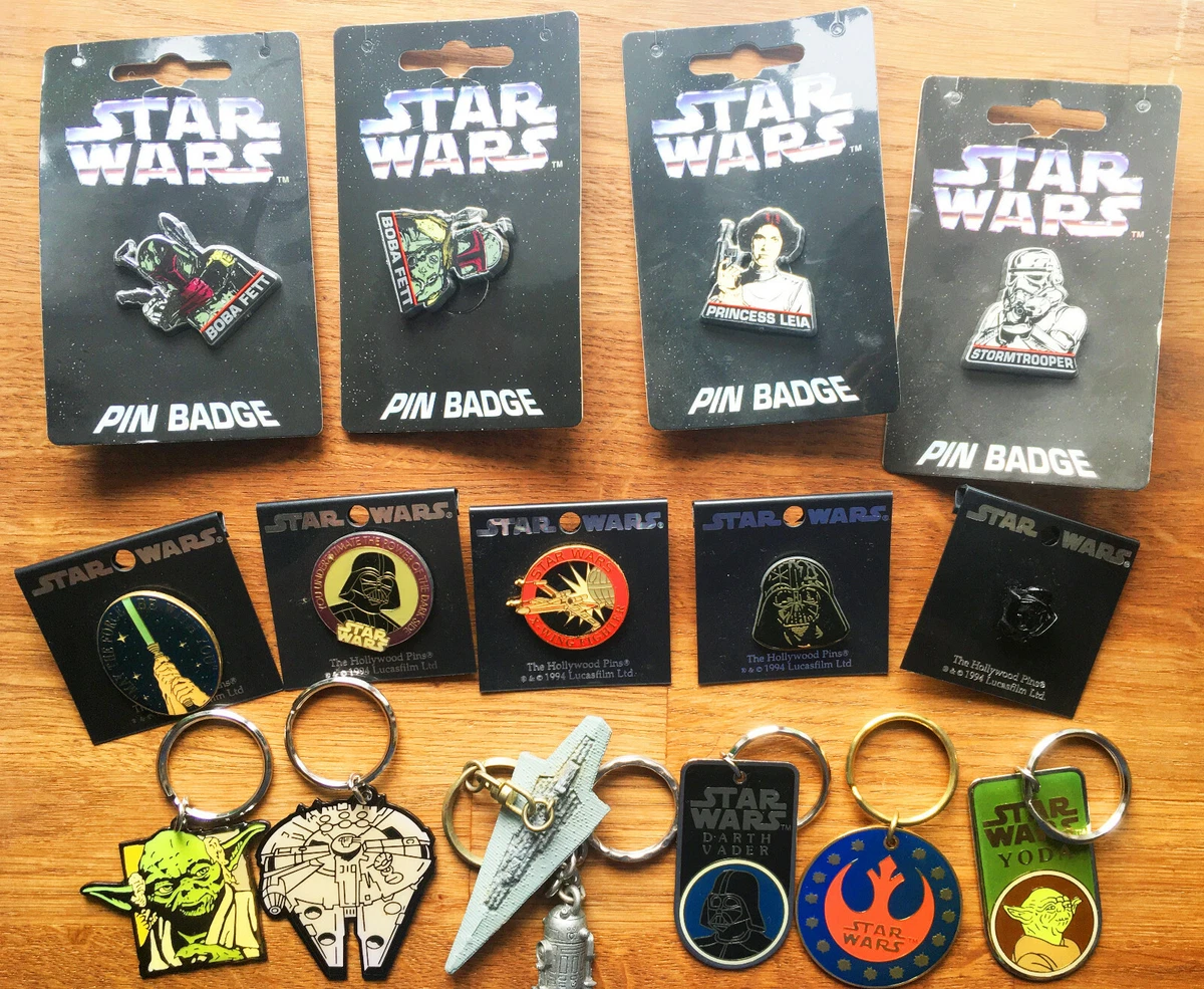 CHOOSE Vintage Star Wars Pin Badges Keyrings 1995 Downpace Rawcliffe NEW