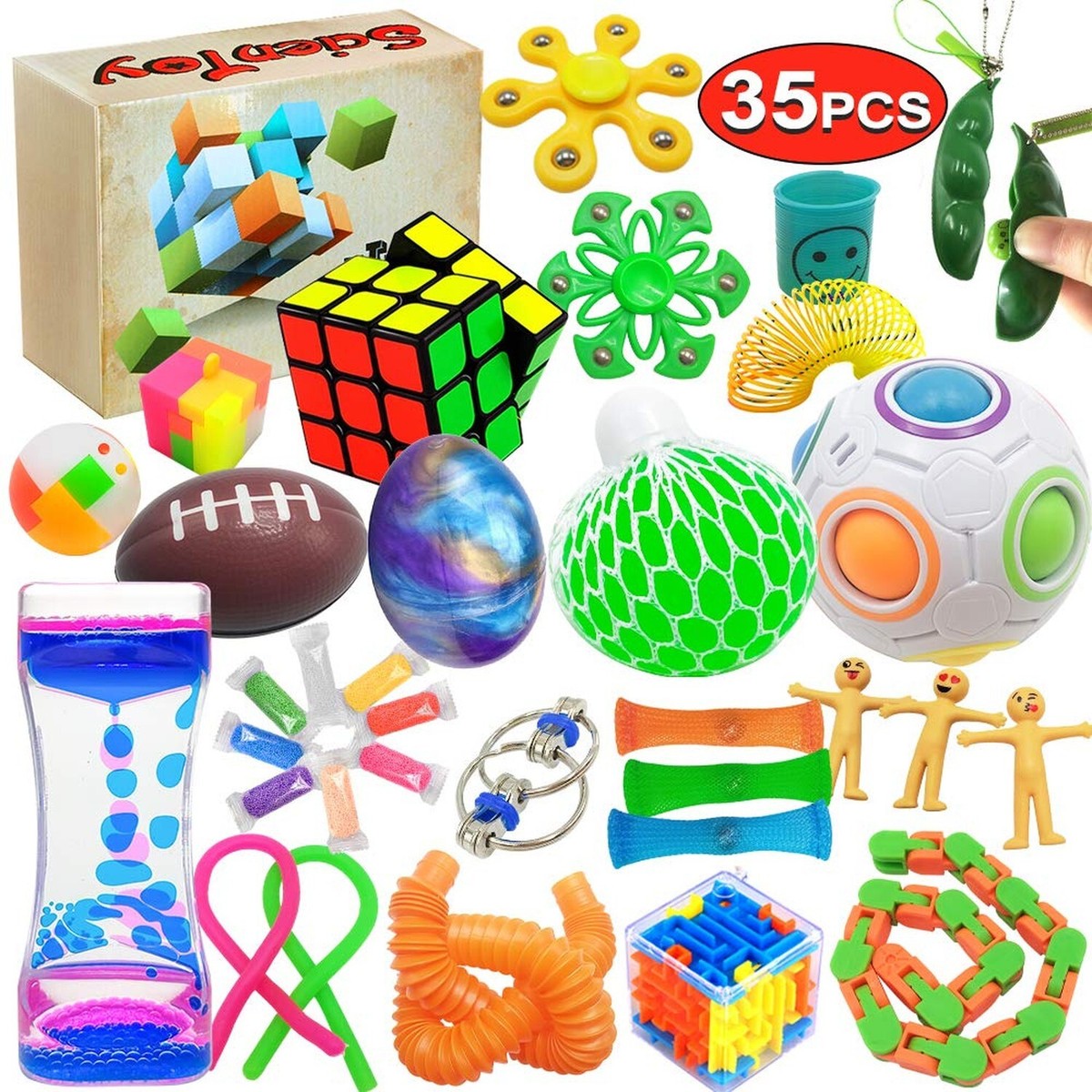 Scientoy Fidget Toy Set, 35 Pcs Sensory Toy for ADD, OCD, Autistic