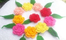 Handmade crochet flowers Leave1.7" mixed colors Acrylic sewing set 20 Appliques