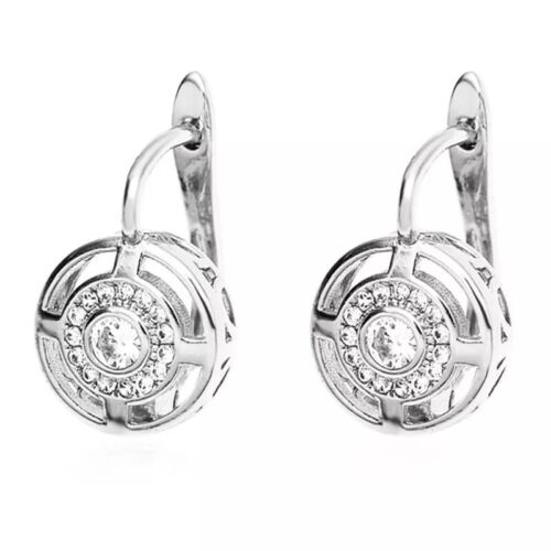 PLATINUM GOLD FILLED CIRCLE HOOP EARRINGS MADE WITH SWAROVSKI CRYSTAL GIFT #WG43 - 第 1/5 張圖片