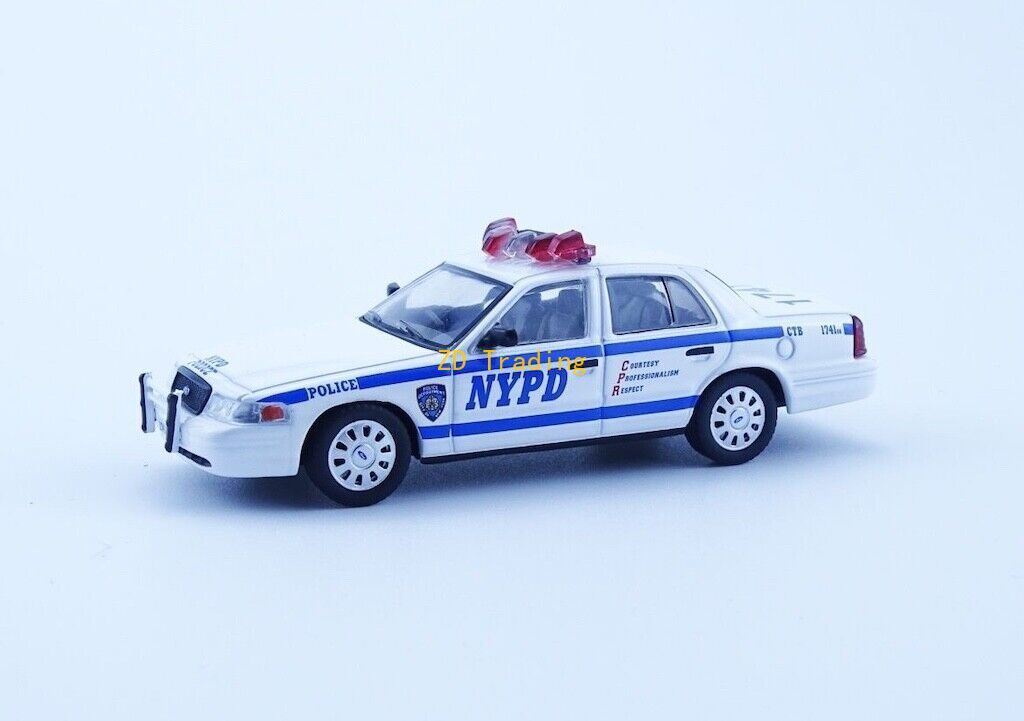 EY 596 1:64 White CV CROWN VICTORIA NYPD Police Model Diecast Metal Car New
