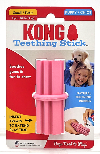 Kong Puppy Teething Stick Small Pink Teeth Cleaning Treat Stuffable Dog Chew Toy - Picture 1 of 9