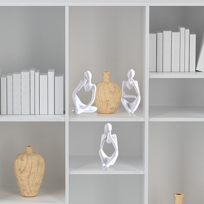 3 Stück Denker Skulptur Aus Harz – Moderne Figuren, Hohles Design, Deko Für Regal, Büro & Wohnzimmer