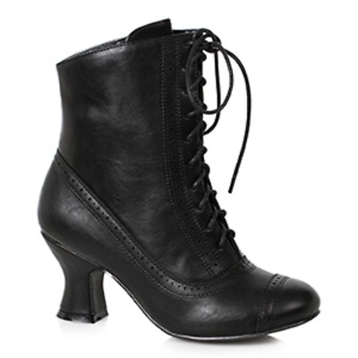 VICTORIAN-LIKE BOOTIE 2.5'' CUBAN LIKE HEEL-BLACK, BROWN or WHITE Sz 6 7 8 9 10-
