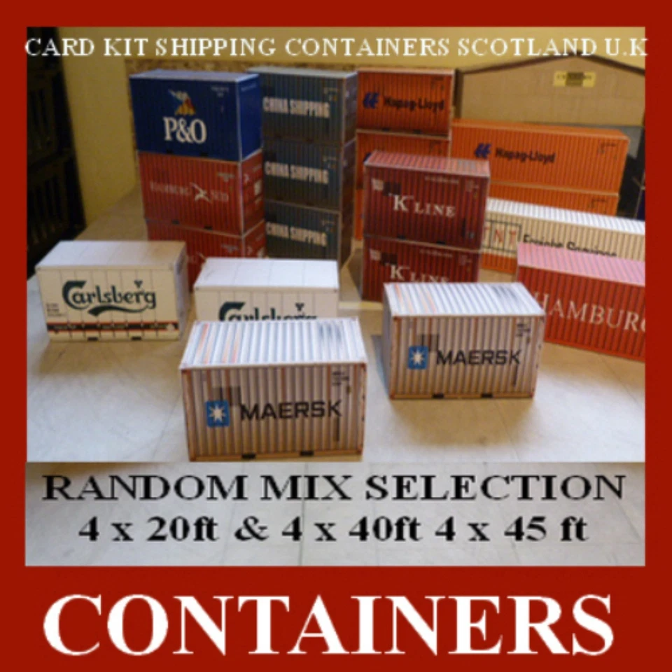 Model Rail Shipping Container Card Kits OO Scale 1:76 x12 Mixed 20ft 40ft 45ft  - Image 4 of 4