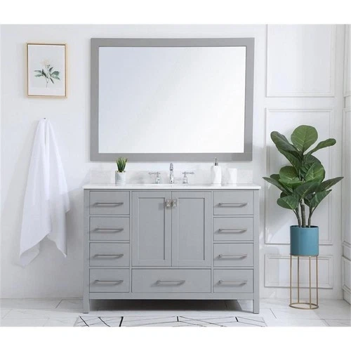 Elegant Decor Irene 48" Solid Wood Single Bathroom Vanity w/ Backsplash in Gray - Picture 6 of 8