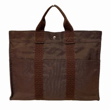Hermes Herline Canvas Tote Bag Men Brown One Size