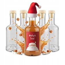 5x Geschenkflaschen TADEK 250ml ETIKETT NIKOLAUSKAPPE F&uuml;r Lik&ouml;r Wein