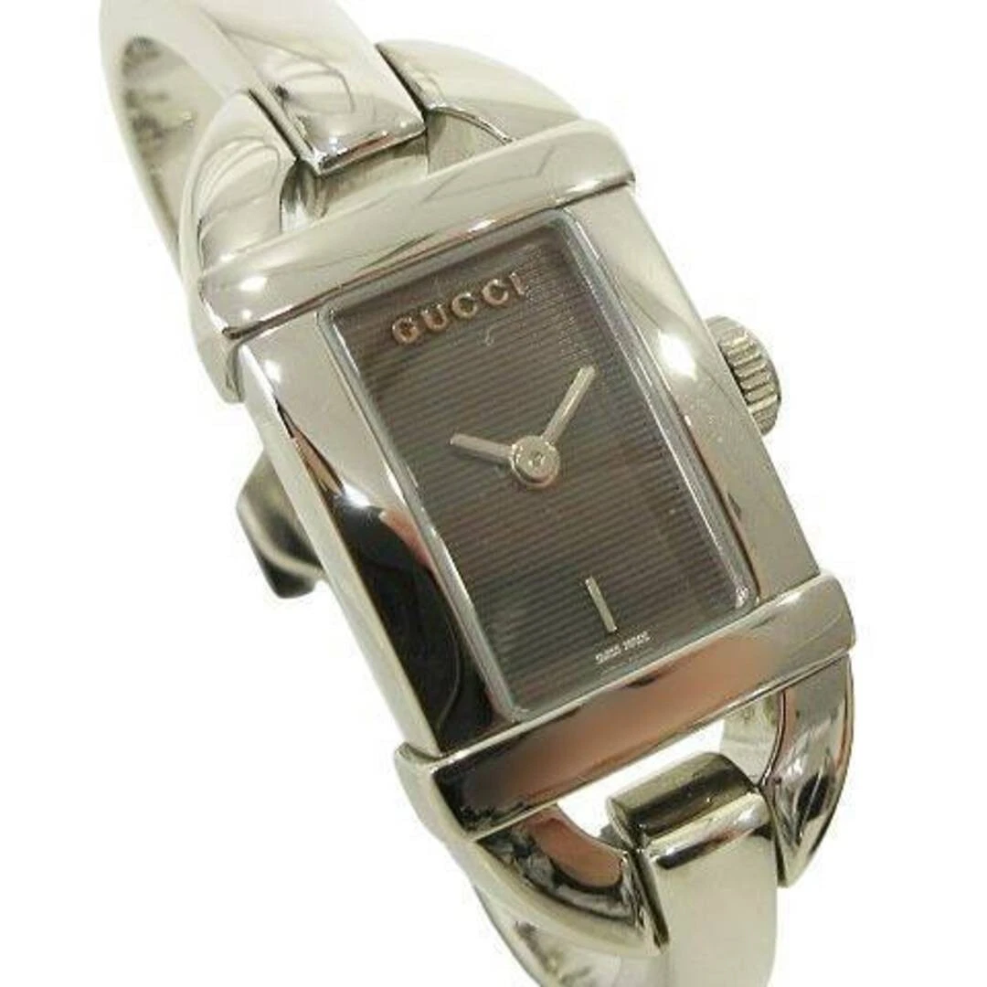 Orologio Gucci 6800L Bracciale Quadrato Quarzo Quadrante Nero Funzionante Argento X Guucci Usa