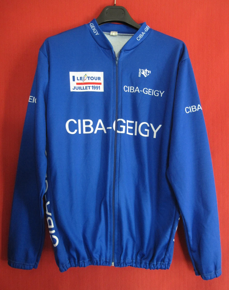 Maillot Cycliste Vintage Caratti Manches Longues, Bleu, Acrylique, Taille 2, NOS Avec étiquettes