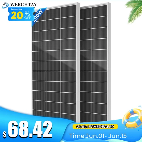 400Watt Mono Solar Panel 24V Battery Charging RV Home Off-Grid Boat Power Carava