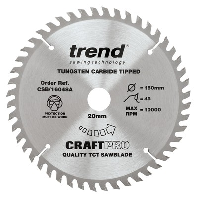 Trend Craft Pro 160mm Durchmesser 20mm Bohrung 48 Zähne Feinschnitt Sägeblatt