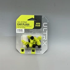 Allen Company ULTRX Silicone Ear Protection/Plugs NRR 262dB Yellow with 5 pairs