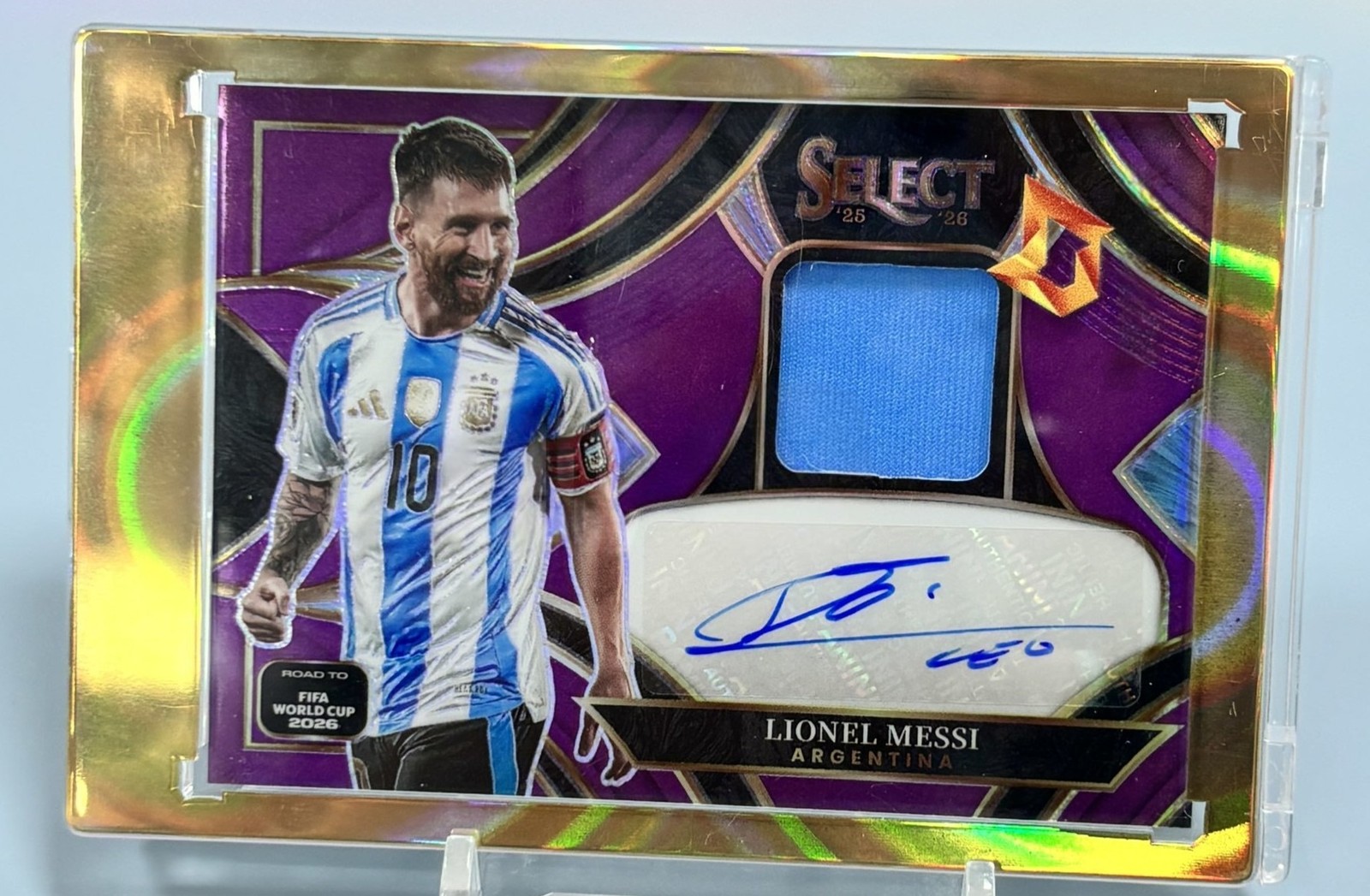 2025-26 Panini Select FIFA World Cup Lionel Messi #AM-LM Auto Patch Purple /99
