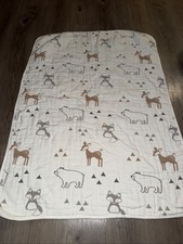 Levtex Baby Blanket Rare Woodland Animals Deer Raccoon Bear Muslin Cotton Lovey