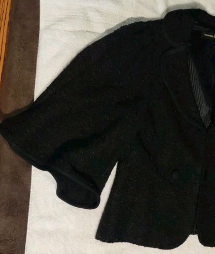 Nanette Lepore Sz 12 / Lg Tweed Black Brown Wool-Blend Pencil Career Skirt Suit - Picture 3 of 24