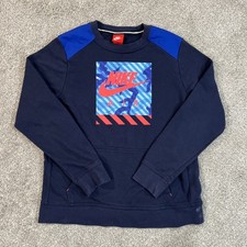 Nike Air Youth XL Navy Crewneck Sweatshirt Pullover Long Sleeve Kangaroo Pocket