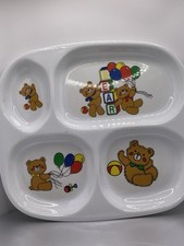 Vintage 1987 Teddy Bear Melamine Ware Childs Lunch Tray