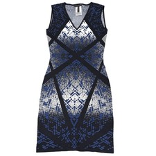 BCBGMAXAZRIA Women's Gari Gradient Geometric Jacquard Dress Black Combo Sz Small