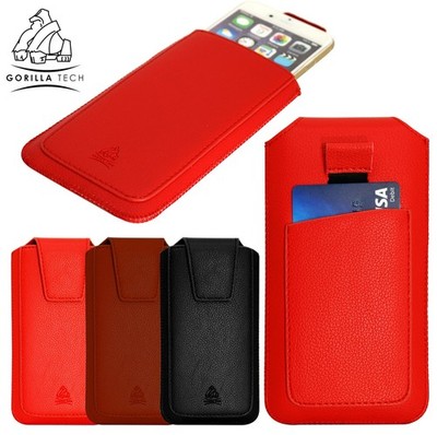 Leder Tasche Zuglasche Etui Kartenfach Hülle Original Gorilla Tech für Handy