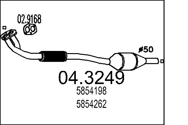 Catalyseur MTS 04.3249 Opel pot d'échappement pour moteur essence et diesel