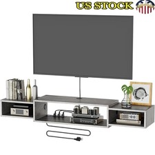 Wall Mounted TV Stand W/ Charging Station Cable Management Storage Shelf 100lbs