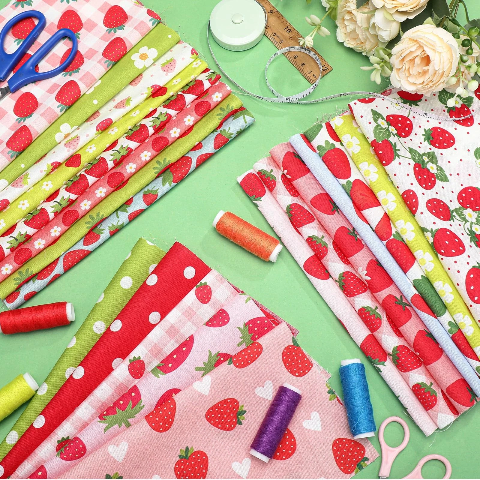 20 Pcs 10''x10'' Strawberry Fabric Strawberry Fabric Squares Quilting Cotton ... - product detail image 4