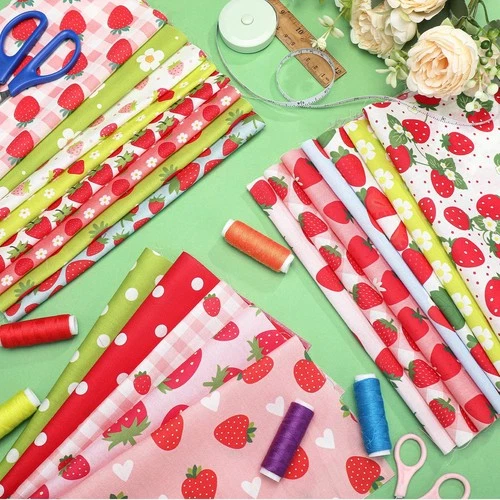 20 Pcs 10''x10'' Strawberry Fabric Strawberry Fabric Squares Quilting Cotton ... image 4