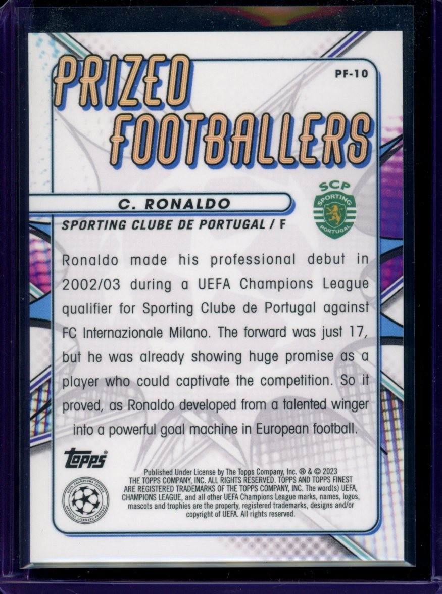 2022-23 Topps Chrome UCL Prized Footballers Cristiano Ronaldo Blue /150 view 2