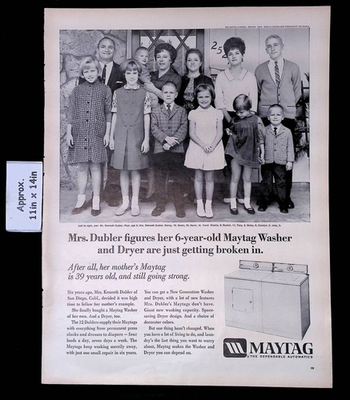 #ad 1967 MAYTAG Mrs. Dubler#x27;s 6 yr old Washer amp; Dryer Gets Broken In Print Ad 52749 $9.97