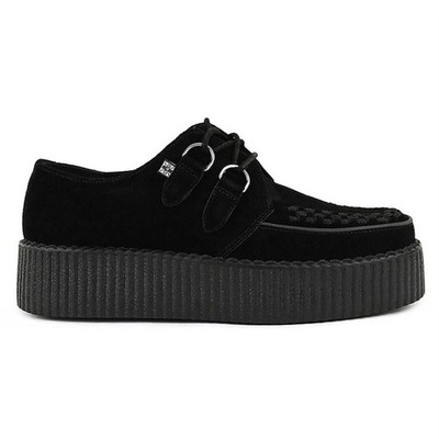 TUK Footwear Herren Damen Viva High Creeper Schwarz Wildleder Schnürschuhe
