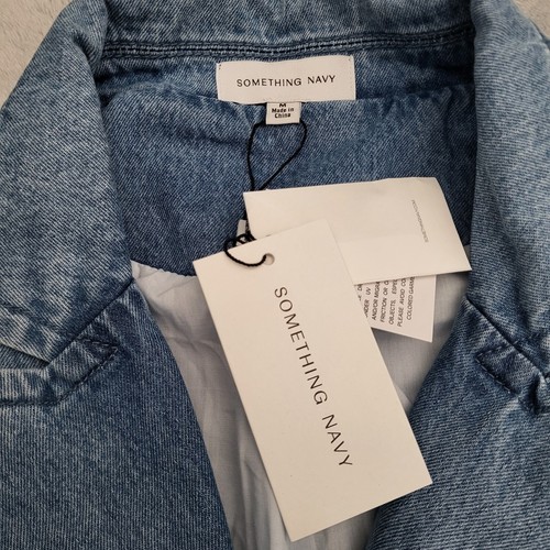 SOMETHING NAVY x REVOLVE denim double breasted blazer jacket blue M $225 NWT - Picture 7 of 8