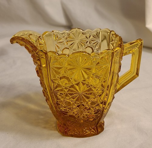 Vintage Fenton Amber Art Glass Daisy & Button Creamer & Sugar Bowls Set. USA. - Picture 8 of 13