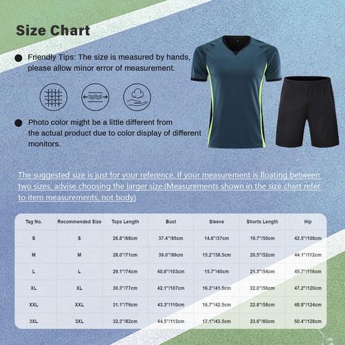Men's Soccer Referee Uniform Athletic Tracksuit T-shirts Top with Shorts Outfit - Picture 21 of 31