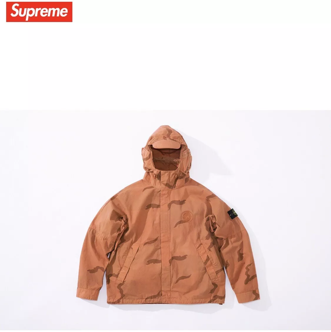 BRAND NEW SUPREME X STONE ISLAND RIOT MASK JACKET SS19 - CORAL CAMO - LARGE