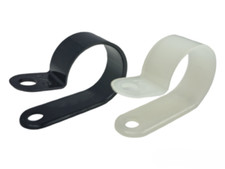 Black & White Nylon Plastic P Clips - High Quality Fasteners for Cable & Tubing