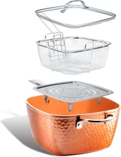 Nonstick Square Deep Frying Pan, 9.5” Large Cooking Pan with Ceramic Nonstick Co