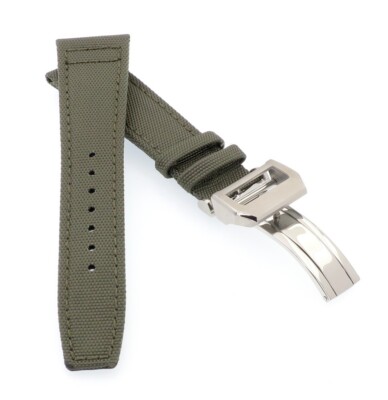 Canvas-Nylon Leder Uhrenarmband Modell Ingelheim-FSS grün 20 mm, kompatibel IWC