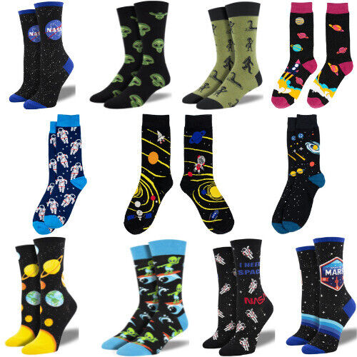 Men & Ladies Novelty Funky Nasa Outer Space Planets Themed Socks Great Xmas Gift - Afbeelding 1 van 31