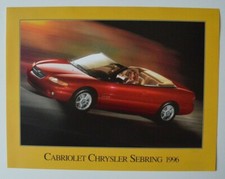 CHRYSLER SEBRING CABRIOLET 1996 dealer sheet brochure - French - Canada