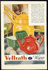 VOLLRATH WARE 1929 Colorful Kitchen Pots Tea & Storage Utensils Magazine Ad