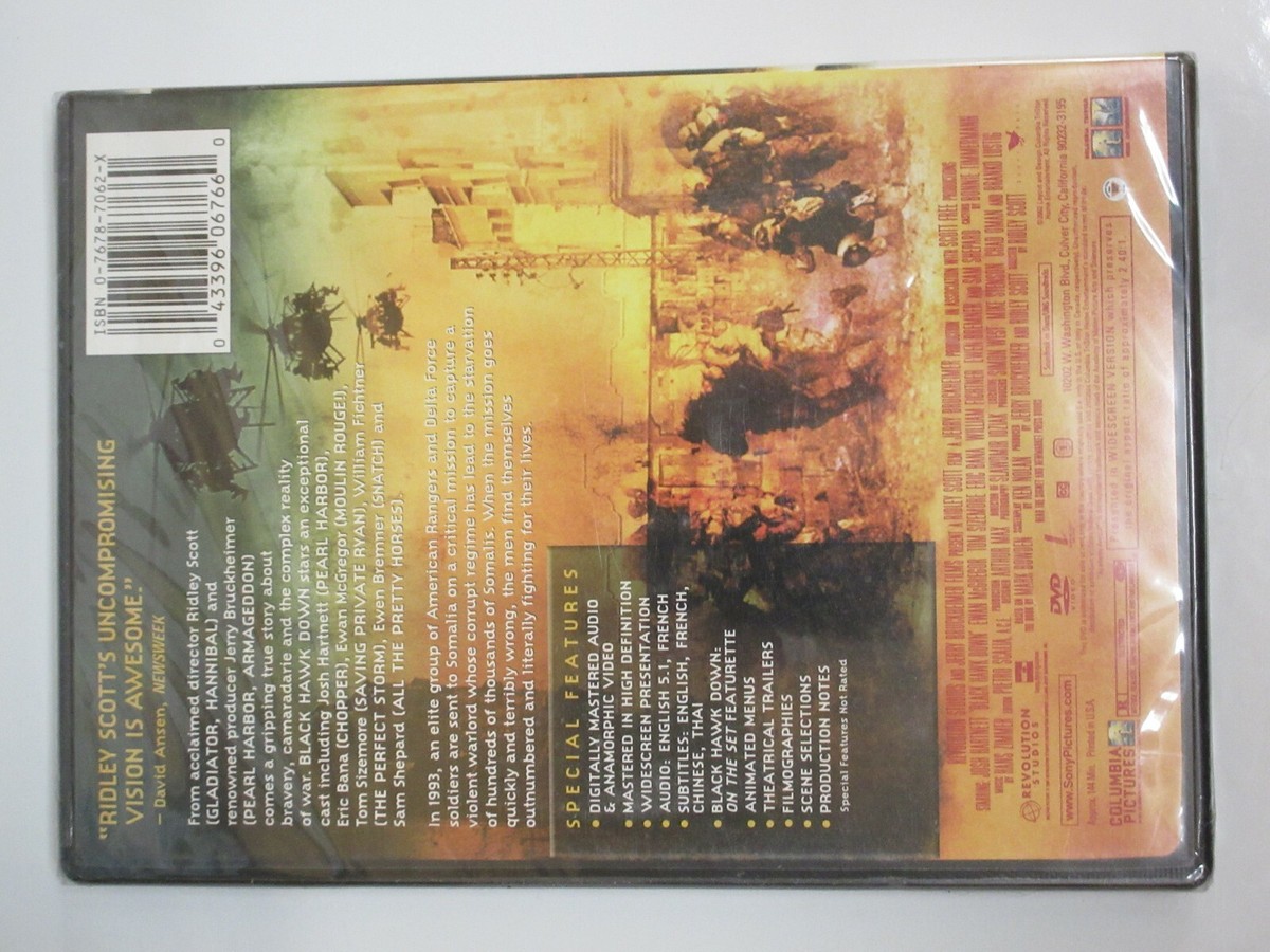 Black Hawk Down (DVD, 2002) NEW