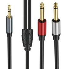 3.5mm TRS to Dual 6.35mm Mono Jack Audio Splitter Cable | Male to Male